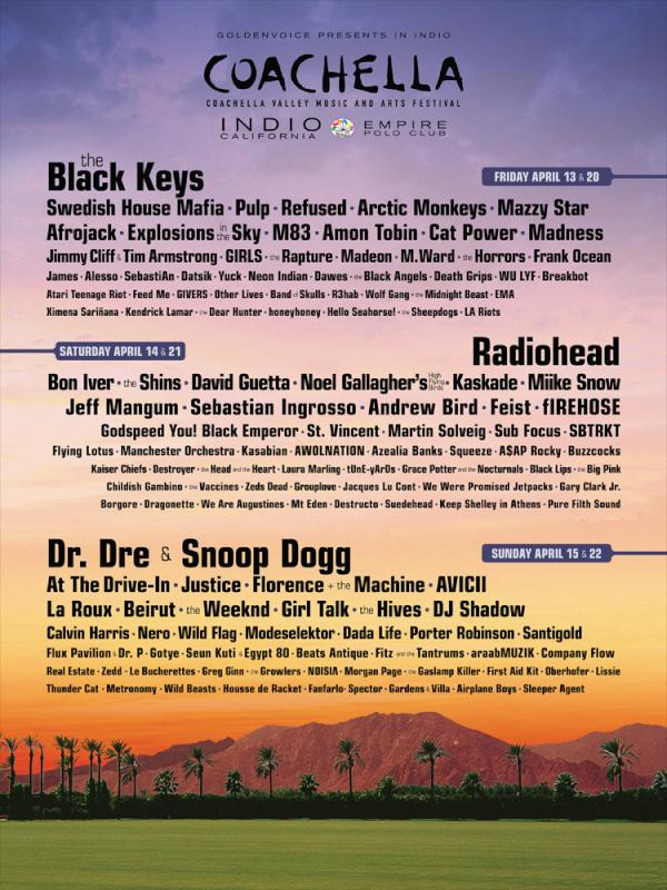 2012 Coachella Festival on April 13 - 15 and April 20 - 22 (Empire Polo Club, Indio)