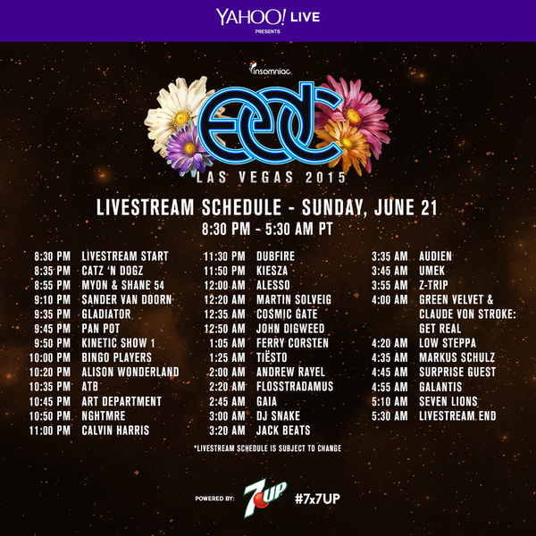 EDC Las Vegas 2015 Live Stream Schedule June 21