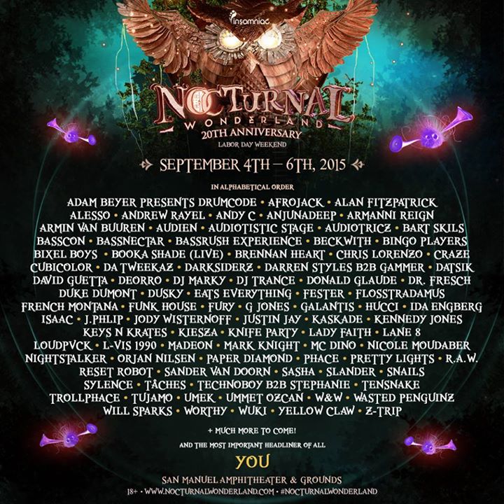 Nocturnal Wonderland 2015 Lineup