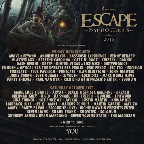 Escape- Psycho Circus - October 30 & 31 (NOS Events Center, San Bernardino)