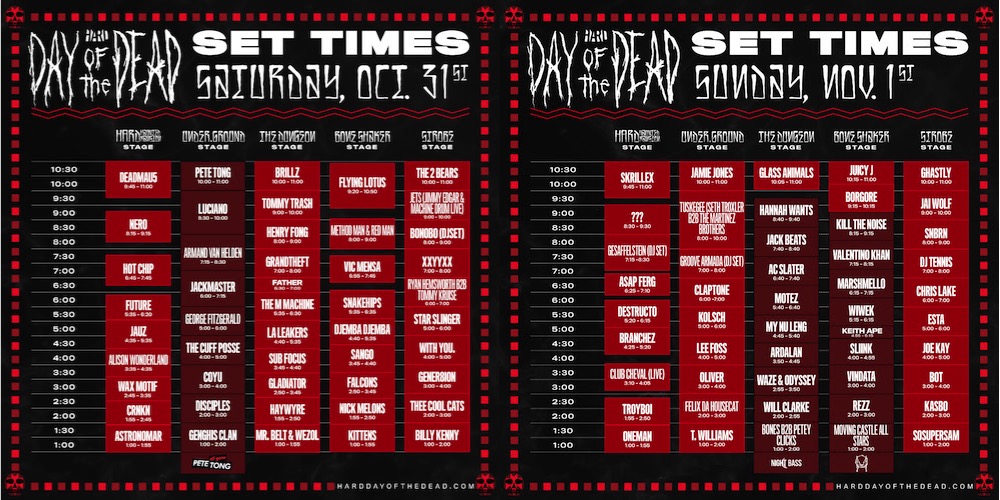 Hard Day of the Dead 2015 Set Times